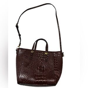 👜Kate Landry Womens Purse Tote Bag Brown Faux Croc